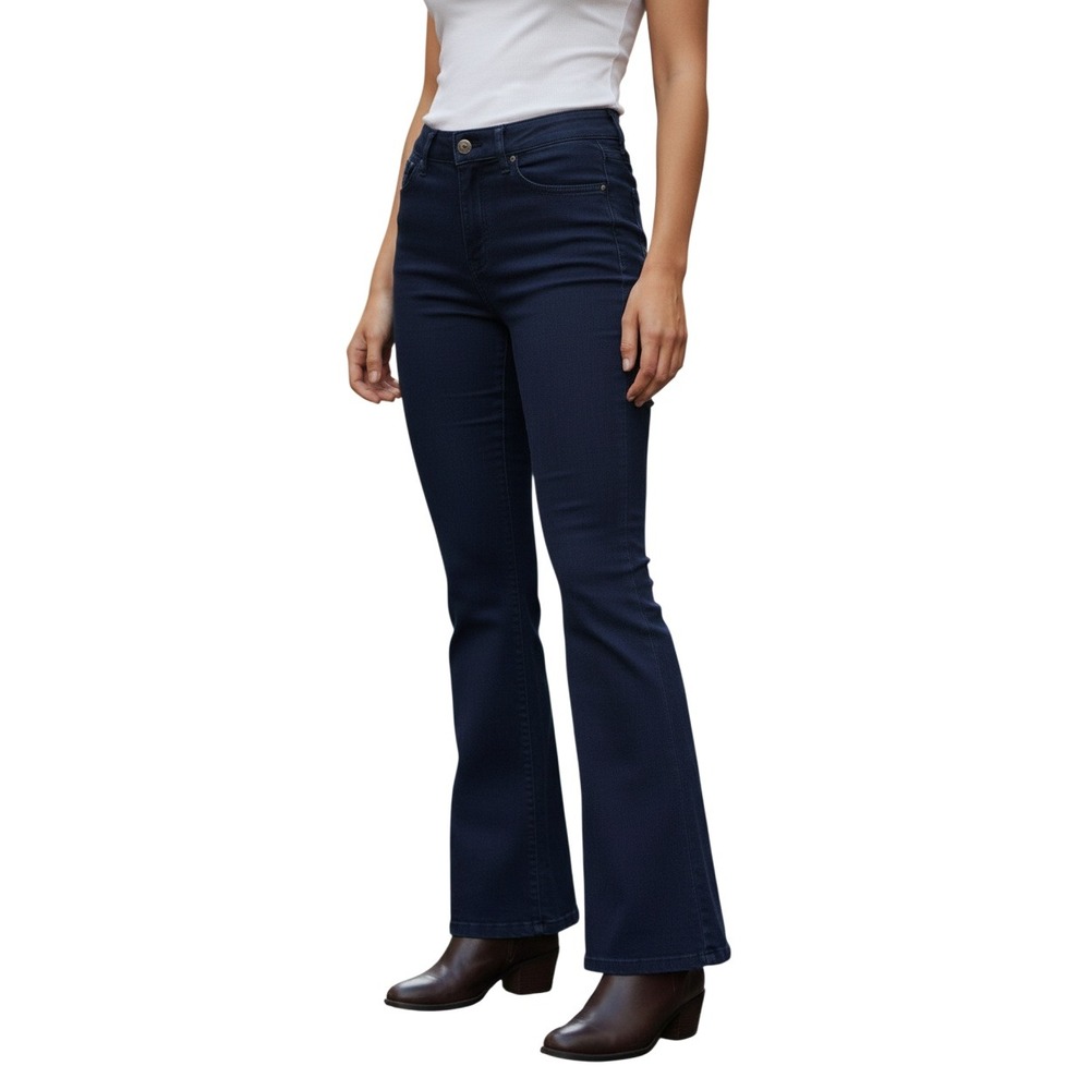 High Rise Flare Casual Pants Navy Blue Womens 31x32 NWT Relaxed Style‎